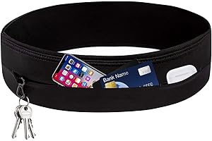 WAYMAYTECY Laufgürtel für Handy, Sportgürtel Lauftasche, wasserdichte Hüfttasche mit 4 Taschen, ReiBverschlussfreies Design fÃr Einfachen Zugang,Lauftasche für Männer und Frauen（Schwarz-M）