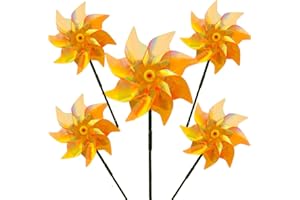 MUUGIY Reflective Bird Scarer Windmill,Repellent Windmills Scare Birds pigeons deterrent,Colorful Rainbow Pinwheel wind spinners for protection of garden crops, fruits, flowers, lawns (5Pcs-E)