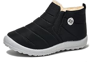 COZOZN Botte Fille Garcon Enfant Chaude Bottine Doux Chaussures Hiver Fille Imperméable Noir Taille