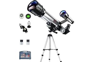 HEYU Telescopi per Bambini Adulti, Telescopi 15X-150X, Telescopio Rifrattore Astronomico con Apertura 70 mm, Lunghezza Focale 480 mm, Treppiede in Alluminio da 42 Pollici e Adattatore per Smartphone
