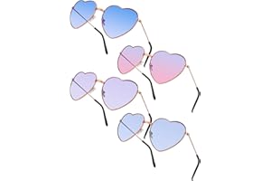 SREBIWO 4 Pack Herz Sonnenbrille, Herz Brille Hippie Gläser Retro Party Sonnenbrille Kostümzubehör für 60er 70er 80er 90er Party Foto Requisiten Geburtstagsfeier