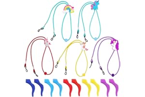 ZBHDEYG 5 Pièces De Sangles De Lunettes Pour Enfants, 5 Paires De Cache-Oreilles Anti-Chute, Porte-Lunettes, Corde À Lunettes Pour Enfants, Corde De Dessin Animé Pour Empêcher Les Lunettes De Tomber
