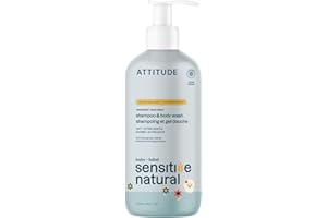 ATTITUDE 2-in-1 Shampoo and Body Wash for Baby with Sensitive Skin with Oat, EWG Verified, Dermatologically Tested, Vegan, Unscented, 473 mL