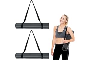 LUFFLOK 2 Pcs Yoga Mat Straps, Black Yoga Mat Straps For Women and Men, Yoga Mat Carrying Strap Sling, Adjustable Loops for all Mat Sizes Multipurpose Lightweight (Mat Not Included)