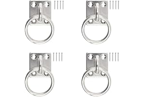 PMTFUMY 4 Pack Heavy-Duty Galvanized Tie Rings on Plate – 30mm x 35mm, Ideal for Dogs, Horses, Hay Nets, and Stable Ties