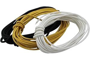 Guyker Cloth-Covered Braided Guitar Wire - 15 Feet (5-white/5-black/5-yellow) Electrics Vintage-Style Pushback Guitar Wire