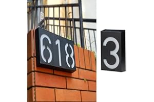 Tinyouth numer domu, podświetlany, solarny – numer 3, solarny numer drzwi, na ścianę, 6 diod LED, podświetlany numer domu z czujnikiem światła, wodoszczelność IP55, lokalizator domu do samodzielnego montażu