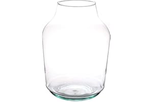 INNA-Glas Jarrón de Cristal Grande KAYLOU Air, Vidrio ecológico, Transparente, 33cm, Ø13cm/Ø23cm - Florero de Vidrio - Maceta