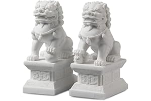 Siunwdiy Chinesische Feng Shui Deko,FOO Dogs Statue,Löwen Stein Statue,Einzugsgeschenke zum Umzug, Hauseinweihung,11cm/4.33in