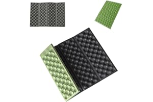 DWUENT Camping Mat, Waterproof Insulated Foldable Seat Cushion with XPE Foam, Non-Slip Army Green/Black Mat for Camping, Hiking, Picnic - 39x29x0.9cm 4-Fold Design