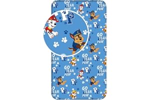 MINIONS L-S Kids Boutique Paw Patrol Spannbettlaken, 90 x 200 cm, für Einzelbett, 100% Baumwolle