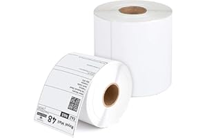 iSOUL 4X6 Direct Thermal Printer Labels Roll 100mm x 150mm 500 White Permanent Adhesive Shipping Labels Rolls Compatible for Zebra, MUNBYN Printers to use on Ebay, Amazon, Royal Mail Label