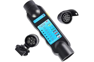 AOHEWEI 7 Pin Trailer Plug Tester Socket Light Connector Wiring Circuit Diagnostic Testing Tools with 13 Pin Towing Adapter for Caravan Truck or Trailer