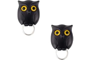 HXTDBY Owl Key Holder Cute Owl Key Holder Automatic Open Close Eyes Magnetic Night Owl Keying Holder Wall Mounted Owl Key Hooks with Wall Self-Adhesive Tape (2PCS Black)