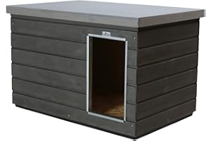 SAUERLAND Wetterfeste Hundehütte Aktion Graphitgrau/platingrau, mittelgroß, isoliert, Dickschicht