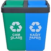 Motek Geri D&ouml;n&uuml;ş&uuml;m &Ccedil;&ouml;p Kovası Cam Kağıt 80 litre, İkili