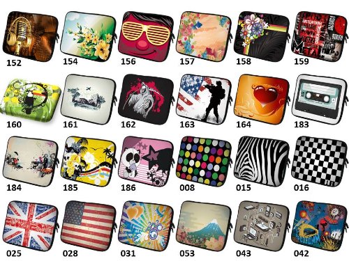 9,7-10,2 Zoll Tablet-PC (z.B. Amazon Fire HD 10, Archos 101 Neon / Oxygen / Cooper / Helium / Titanium, HP Slate 10 HD, Huawei MediaPad M2, Samsung Galaxy Tab S2 9.7 / Note 10.1) Schutzhülle – sehr hochwertige & edel verarbeitete Tablettasche / Tablethülle aus wasserfesten Neopren mit eingenähter Doppelnaht, premium Reißverschluss und aufwendigen Designeraufdruck! Die Hülle eignet sich für Tablet-Computer diverser Hersteller bis 25,5x21cm ( zirka 9,7“ bis 10,2“) 016 - 2