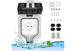 Außensteckdose, Steckdose ip66, Wandsteckdose für Außenbereich, Nakeey Staubdicht Steckdose Aufputz Schutzkontakt Außensteckdose IP66 Wetterfest, Outdoor Steckdose für Außenbereich mit Klappdeckel