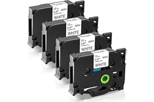 ‎FIMAX TECH Tze-231 Label Tape Cassette 12mm 0.47 White Schriftband kompatibel mit Brother P-touch Bänder 12mm Weiß Tze Tz231 Laminated Tape für Brother Beschriftungsgerät P touch E110 H100 H105 H107B D410 D210