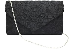 ATBUSS Poche Enveloppe Dentelle Satin - Sac Bandoulière Florale 1pc, Fourre-Tout Soirée