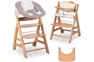 hauck Beta Newborn Set de Trona Evolutiva Bebe apta desde el Nacimiento - Tronas Regulables con Hamaca Cojín y Bandeja - Silla Niños Madera hasta 90 kg - Natural/Beige