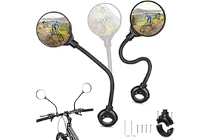 VALART 2 Pcs Rétroviseurs de Vélo Guidon Rétroviseur Bicyclette Vélo Electrique Grand Angle Miroir Convexe 360° Réglable Flexion e Rotatif Rétroviseurs de Sécurité pour Accessoires Vélo Montagne Mobylette