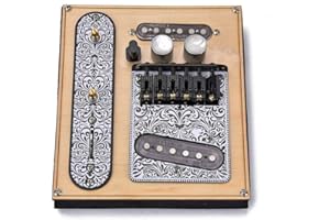 OGDNI Guitar Telecaster Saddle Bridge Plate Loaded Alnico V Pickup,3 Way Switch Electric Guitar Control Plate, Guitar Neck Pickup Set for Telecaster Guitars Replacement (GMA15) (Black)