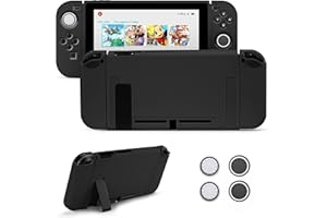 JINGDU Hülle für Nintendo Switch NS,Nintendo Switch NS Schutzhülle aus Weichem TPU,Stoßfeste Abdeckung Case mit 4 Joystick Kappen für Switch NS 2017,Schwarz