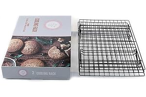 SPRACCUEIL Plateau de refroidissement anti-adhésif à 3 niveaux, chaque niveau mesure 40 x 25 cm, parfait pour refroidir les gâteaux, les cookies et les biscuits