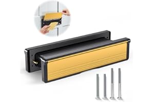 Bwintech 1 boîte aux lettres en aluminium doré de 305 x 70 mm à profondeur réglable, convient pour portes intérieures et extérieures de 40 à 80 mm d'épaisseur en bois, UPVC, composite