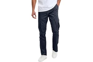 Aulemen Pantalon Homme Cargo Taille élastique Cordon de Serrage Pantalon de Jogging Homme de Loisirs avec Poches