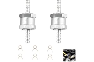 BOSULAI Pack of 2 Fuel Check Valve, 8 mm Aluminium Petrol Check Valve Diesel with 6 Pieces Fuel Hose Spring Clamps Fuel Check Valve for Car Carburettor Low Pressure System