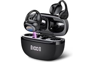 AGGOO Open Ear Kopfhörer Kabellos Bluetooth 5.4, Bequeme Clip On Kopfhörer mit KI-ENC Noise Cancelling für klare Anrufe, Open Ear kabellose Ohrhörer, 48 Std Laufzeit, IPX7 Wasserfest für Sport, Alltags