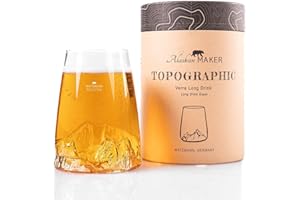 Alaskan MAKER Verre long 450ml - Verre Cristallin de qualité supérieure soufflés artisanalement avec les montagnes en relief | Cocktail, bière ou soft TOPOGRAPHIC (Watzmann)