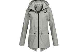 GENERIC Veste de course légère et imperméable pour femme - Veste de pluie imperméable - Grande taille - Capuche imperméable - Veste de transition respirante - Coupe-vent - Veste softshell - Veste d'extérieur