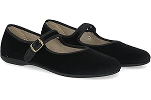 PAYMA - Merceditas Mujer de Terciopelo. Bailarinas Planas Sandalias Casual Mary Jane Cómodas. Hechas en ESPAÑA. Cierre Hebilla. Color Negro y Burdeos