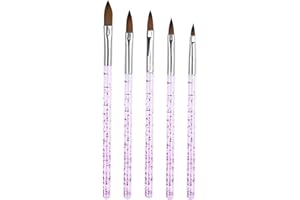 AvoDovA Acryl Pinsel für Nägel, 5 Stk Nail Art Pinsel Set, Gelnägel Pinsel, Acryl Nagel Pinsel Stifte für DIY Nagel Kunst Design Malerei Salon und Hause Gebrauch