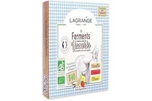 LAGRANGE Ferments yaourt aromatisés BIO, Fabrication française, 3 sachets aromatisées (1 Vanille / 1 Fraise /1 Citron) de 12g chacun, 1 sachet de ferment pour 1.5L de lait, 385002