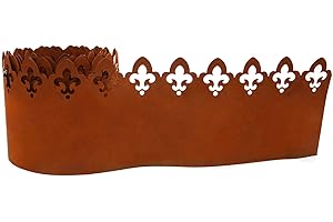 UNUS Garden Rasenkante Metall Rostoptik Ornamentoptik Beeteinfassung Rost Beetumrandung 21x500cm