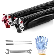 Ressorts Torsion Porte Garage VEVOR - Paire Φ5,72xΦ50,8x610 Mm - 16000 Cycles - Revêtement Noir - Avec Outils
