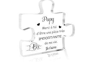 HISXIERNG Cadeau Fete des Grand Pere pour Papy Cadeau Fete des Papy Anniversaire Acrylique Puzzle Cadeaux Fête des Grand Pères Noel Merci Papi Cadeaux Noël Anniversaire Merci pour Papi Acrylique Puzzle