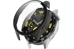 BYISYUE Etui ochronne do Huawei Watch GT 4 46 mm, twarde etui z poliwęglanu ze szklaną folią ochronną na wyświetlacz, ochrona przed zarysowaniami i kurzem obudowa do Huawei Watch GT 4 46 mm (czarne)