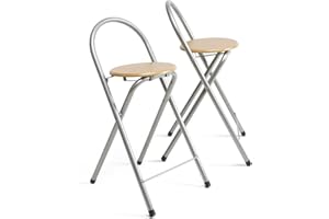 THE SECRET HOME thesecrethome.es - Pack de 2 o 4 Taburetes Plegables con Respaldo - Sillas Plegables de Metal y Madera - Ideales para Cocina, Terraza o Jardín - Alto. 80 cm x Largo. 40 cm (Pack de 2 Unidades)