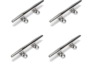 PRIOstahl Taquet de bateau - 200 mm x 4 pièces rondes avec taquet en acier inoxydable à 4 trous - Pour fixation de cordage - En acier inoxydable V4A