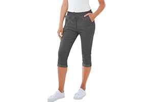 Love My Fashions® Plain Shorts for Women 3/4 Italian Magic Shorts Soft & Stretchy Knee Length Capri Cropped Trousers Elastic Waist Drawstring with Side Pockets Casual Summer Wear