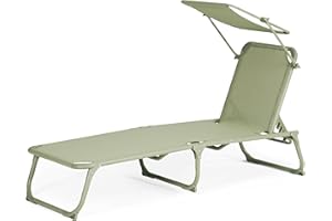Park Alley Sonnenliege klappbar - Gartenliege wetterfest, Liegestuhl klappbar mit Sonnenschirm - hochwertiger Aluminium Rahmen - Outdoor Liegestuhl für Balkon & Garten - Belastbar bis 100kg