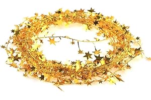 SULOLI Folien Stern Girlande,7.5 Meter Folien Stern Lametta,Glitzer Stern Draht für Party Weihnachten Karneval Party (Gold)
