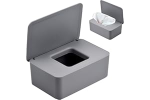 TDDL Baby Feuchttücherbox Kunststoff Baby Tücher Fall Toilettenpapier Box Feuchttücher Spender Grau Aufbewahrungsbox für Feuchttücher mit Deckel für Zuhause und Büro