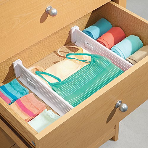 mDesign 2er Schubladentrenner – verstellbar – der perfekte Schubladeneinsatz – ideal als Schubladenteiler zur besseren Ordnung – Farbe: weiß - 3