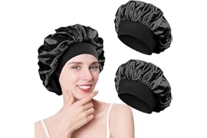 ALILEADER 2 Pieces Bonnet Satin Cheveux Nuit, Bonnet en Soie pour Femme